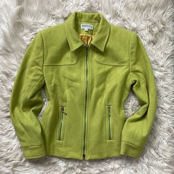 Vintage Jordan & Cole Wool Blend Yellowish/Green Colored Coat (Size: Med) - Picture 12 of 13